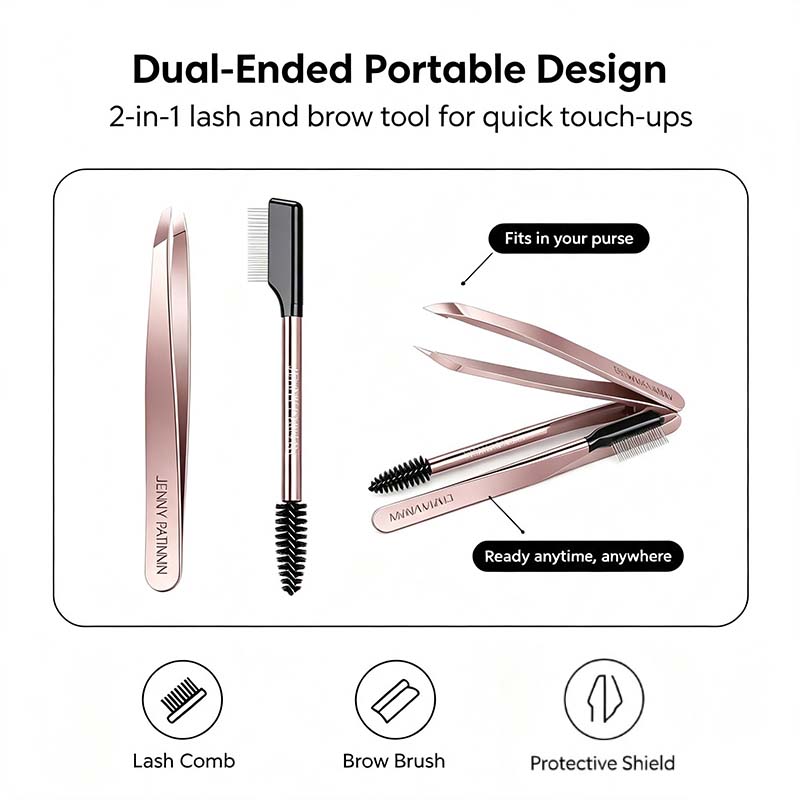 the big reveal lash brow touch up tool set precision stainless steel tweezers dual ended lash comb landing 06