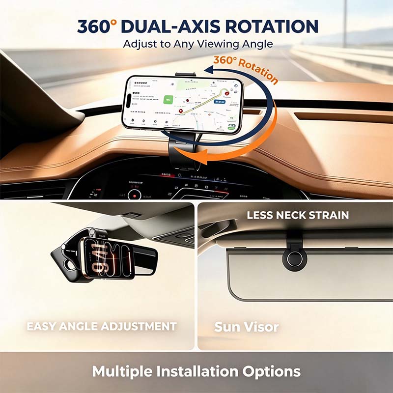 magnetic car phone holder dashboard sun visor foldable mount landing 06