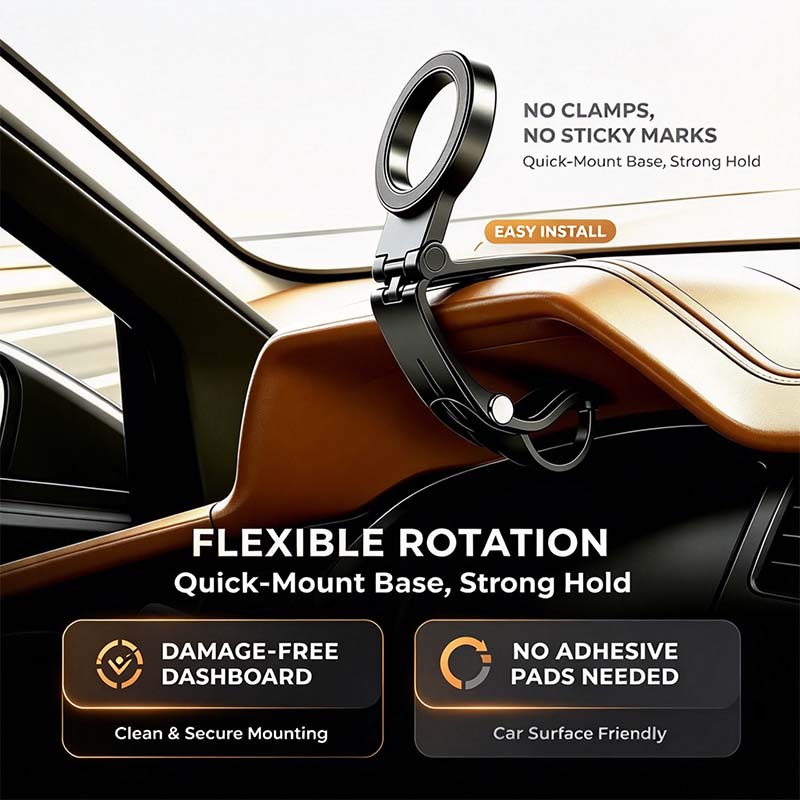 Magnetic Car Phone Holder | Dashboard & Sun Visor Foldable Mount🛑