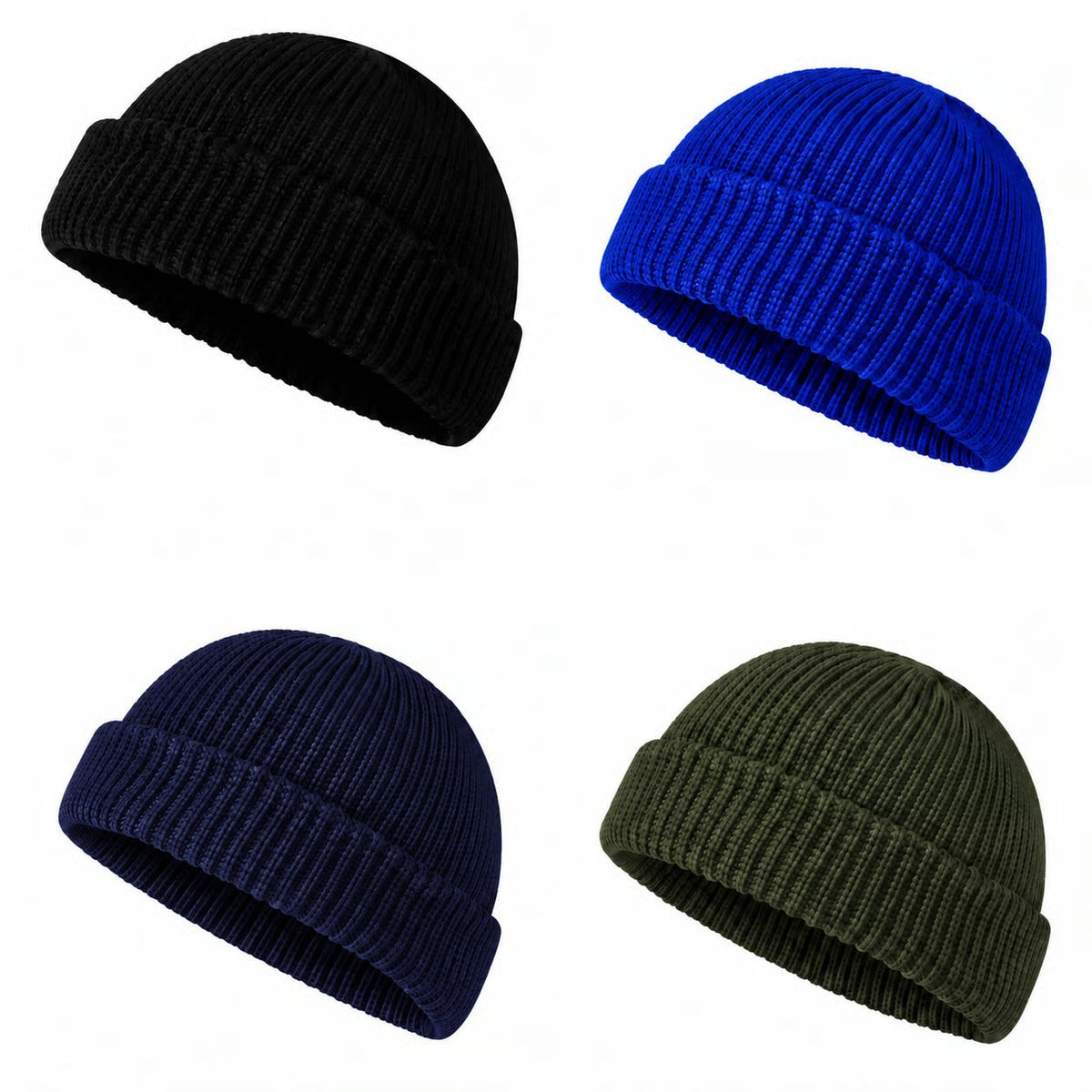 Men's Solid Color Beanie Set
