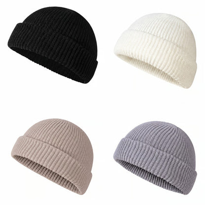 Men's Solid Color Beanie Set
