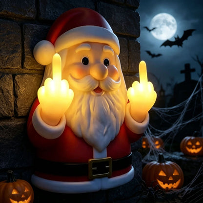 🎅 Mischievous Light-Up Middle Finger Santa Christmas Decor
