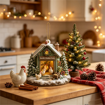 Personalized Chicken Farm Christmas Ornament