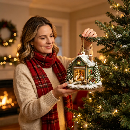 Personalized Chicken Farm Christmas Ornament