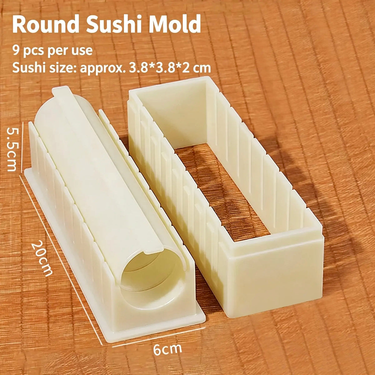 DIY Sushi Maker Mold Set, HIPS Non-Stick Sushi Rolling Tool with Cutting Groove 🍣