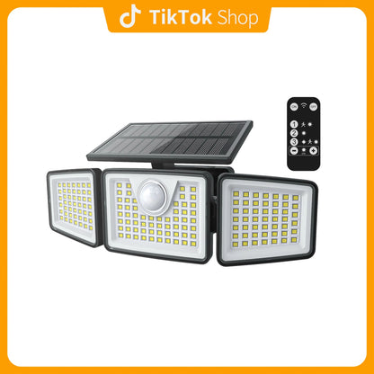 Solar Outdoor Security Spotlights, 2500LM 3-Head Dimmable Adjustable Wall Mount Lights with 3 Modes, IP65 Waterproof, 2 Years Warranty, for Garage, Festival Gift