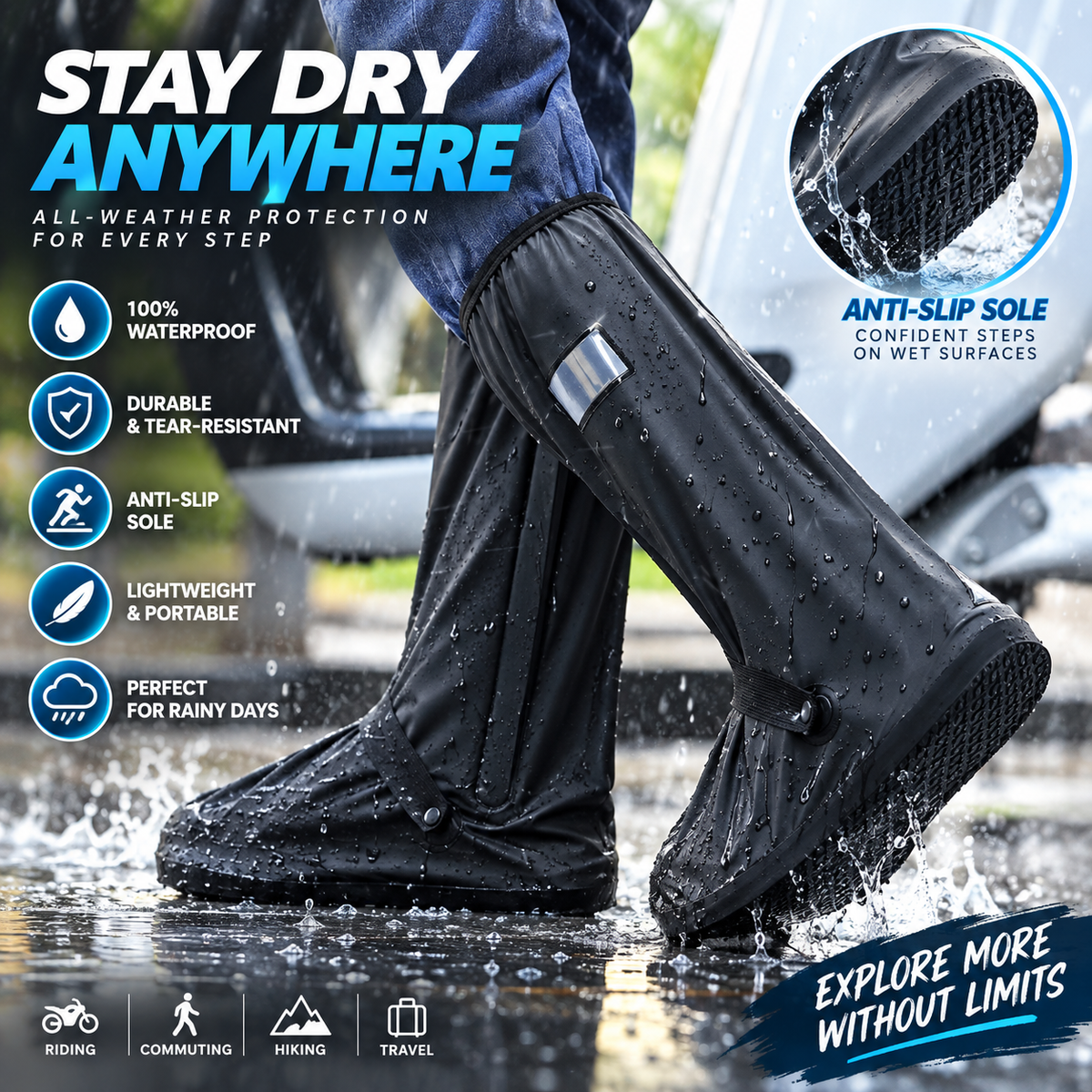 🌧️ Reusable Waterproof Shoe Covers – Keep Your Shoes Dry When the Weather Turns