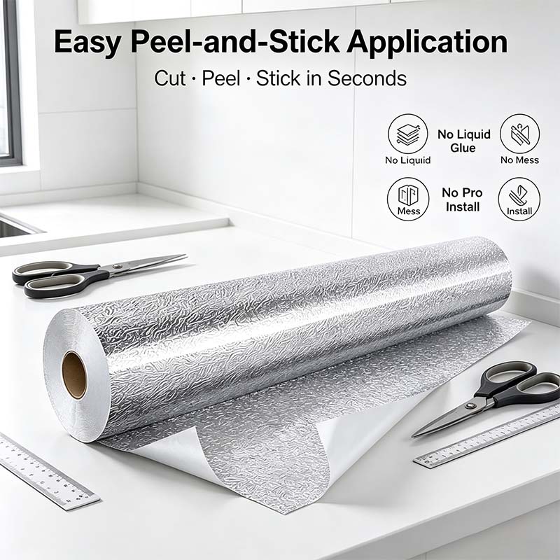 Kitchen Waterproof Oil Proof Aluminum Foil Sticker, Silver Texture Peel🧽