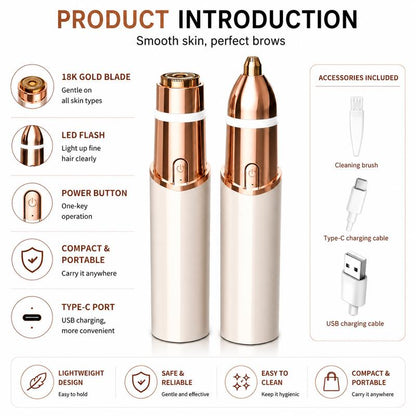 2 in 1 facial & eyebrow hair trimmer for Women, Rechargeable Face Razor✨