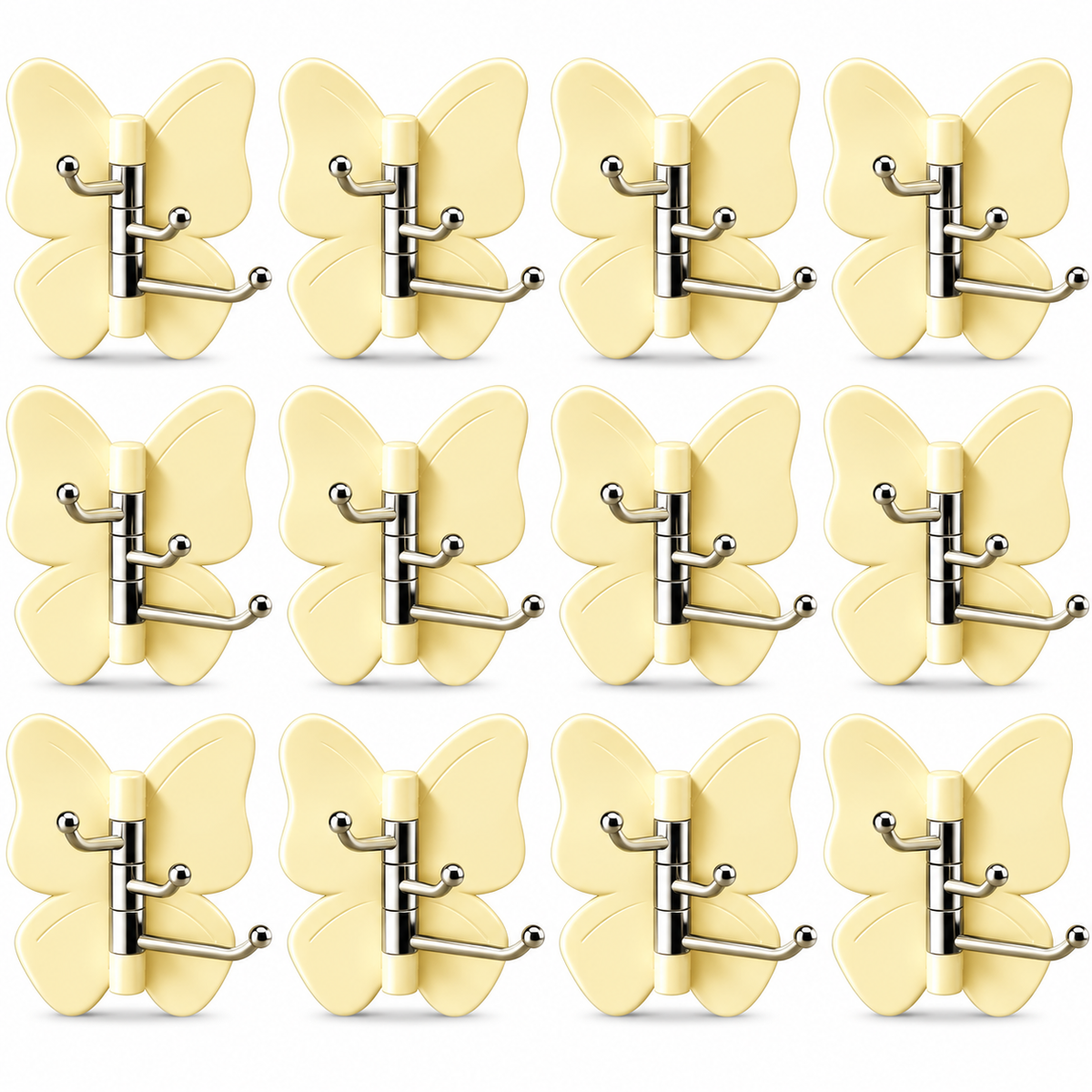 6-Pack Rotating Butterfly Adhesive Wall Hooks – No-Drill Towel & Key Organizer