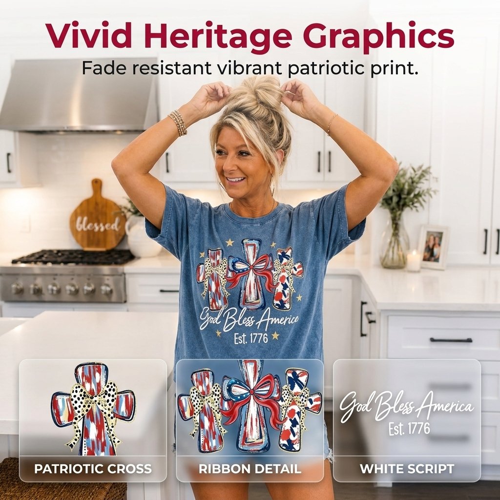 ⭐ God Bless America Women T-Shirt - Vintage 250th Anniversary USA Gift Tee🎆