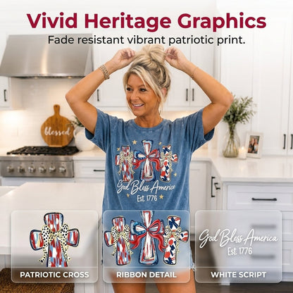 ⭐ God Bless America Women T-Shirt - Vintage 250th Anniversary USA Gift Tee🎆