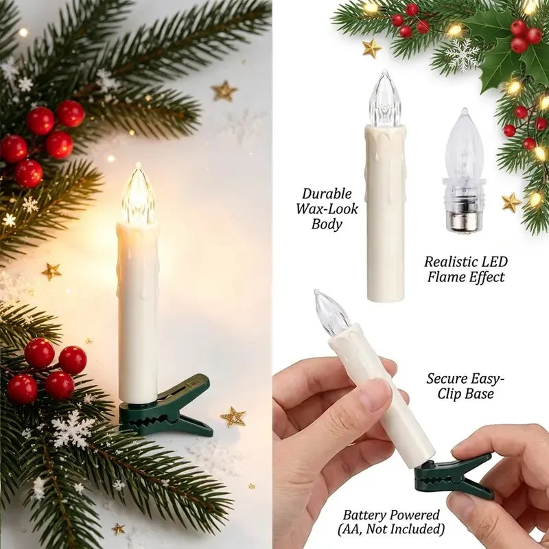 Realistic Flickering Flameless Clip Candles – LED Candle Lights with Remote Control