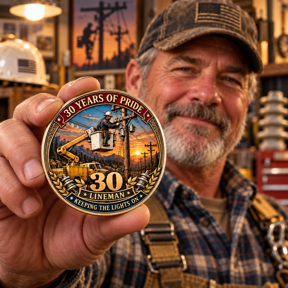 ⚡ Lineman 30 Years of Pride Commemorative Challenge Coin