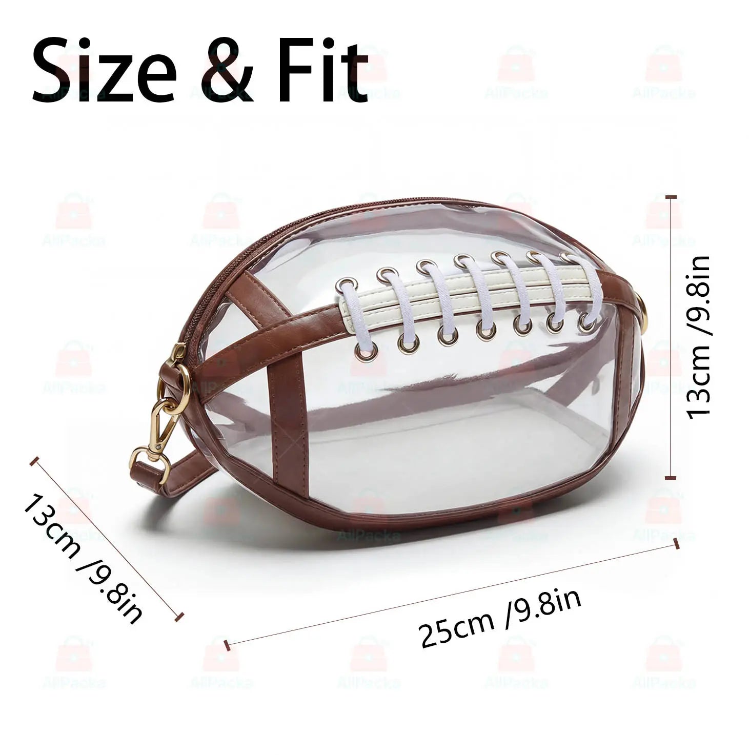 Clear Football Shaped Crossbody Bag, Transparent PVC Stadium Approved Game Day Bag 🏈