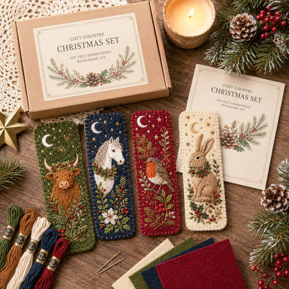 🎄 DIY Felt Embroidery Bookmark Kit(4PCS)
