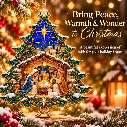 🎄✝️2026 Nativity Christmas Tree Ornament – ✨Stained Glass Holy Family Keepsake, Meaningful Faith Gift & Holiday Décor