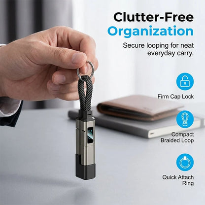 🔑⚡4-in-1 Digital Display Keychain Charging Cable