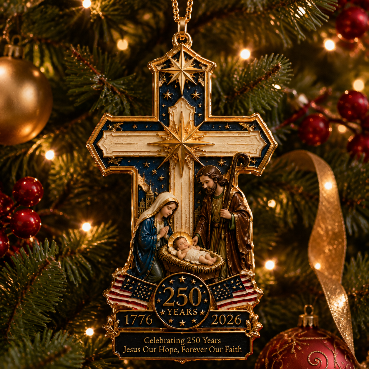 ✨Cross-Shaped Jesus Nativity Christmas Tree Ornament