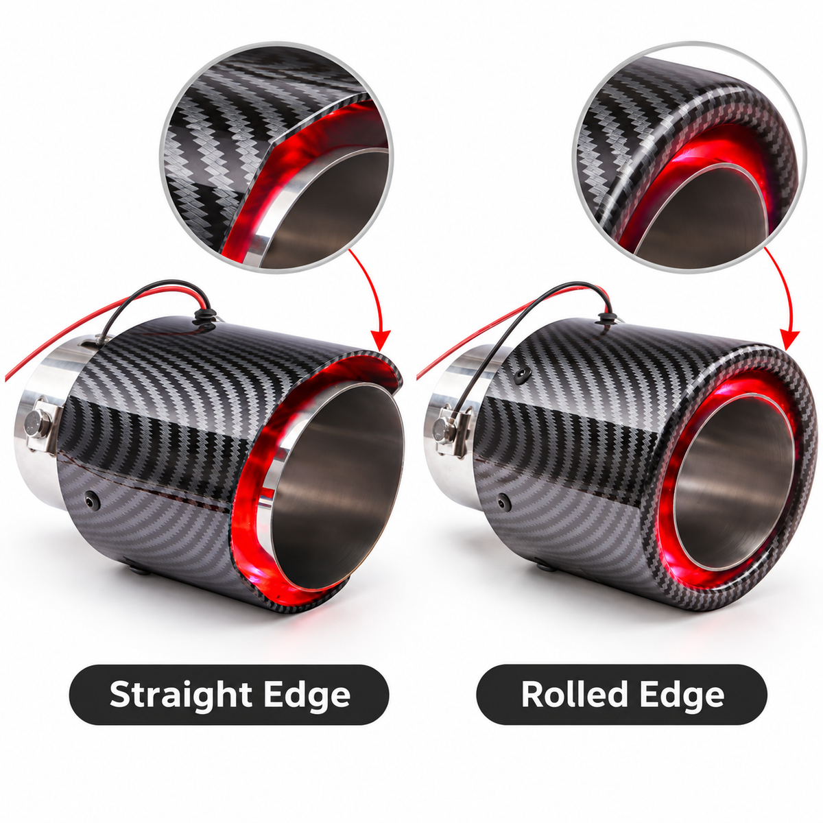 🔵 Universal LED Carbon Fiber Exhaust Pipe Light for Cars