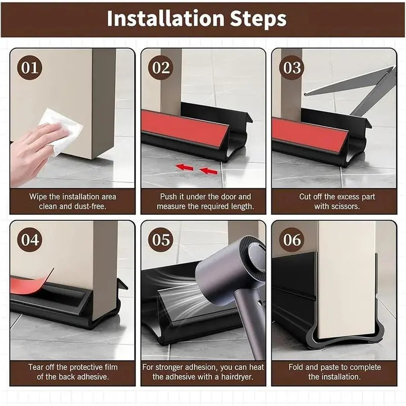 Triple Seal Under-Door Draft Stopper – Self-Adhesive PVC Weather Strip