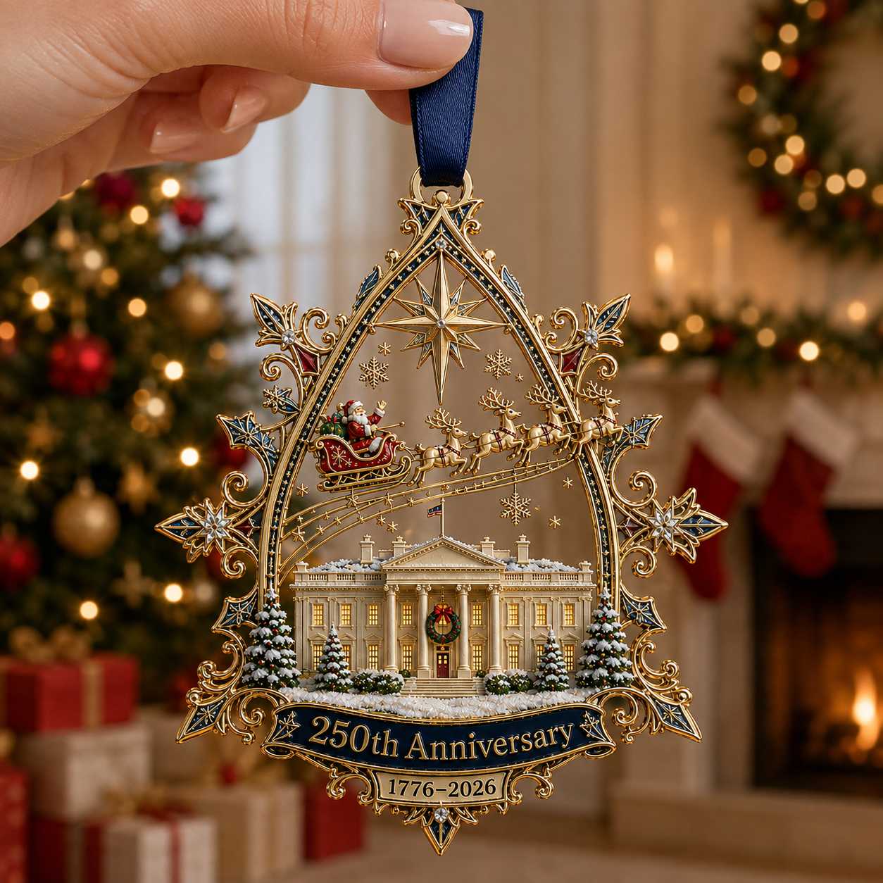 🔥250th Anniversary: Santa Flying Over the White House on a Snowy Night