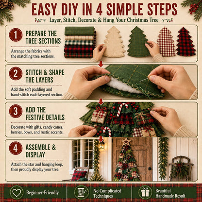 DIY Oversized Patchwork Christmas Tree Door Hanging Kit – Beginner-Friendly, All Tools & Guide Included