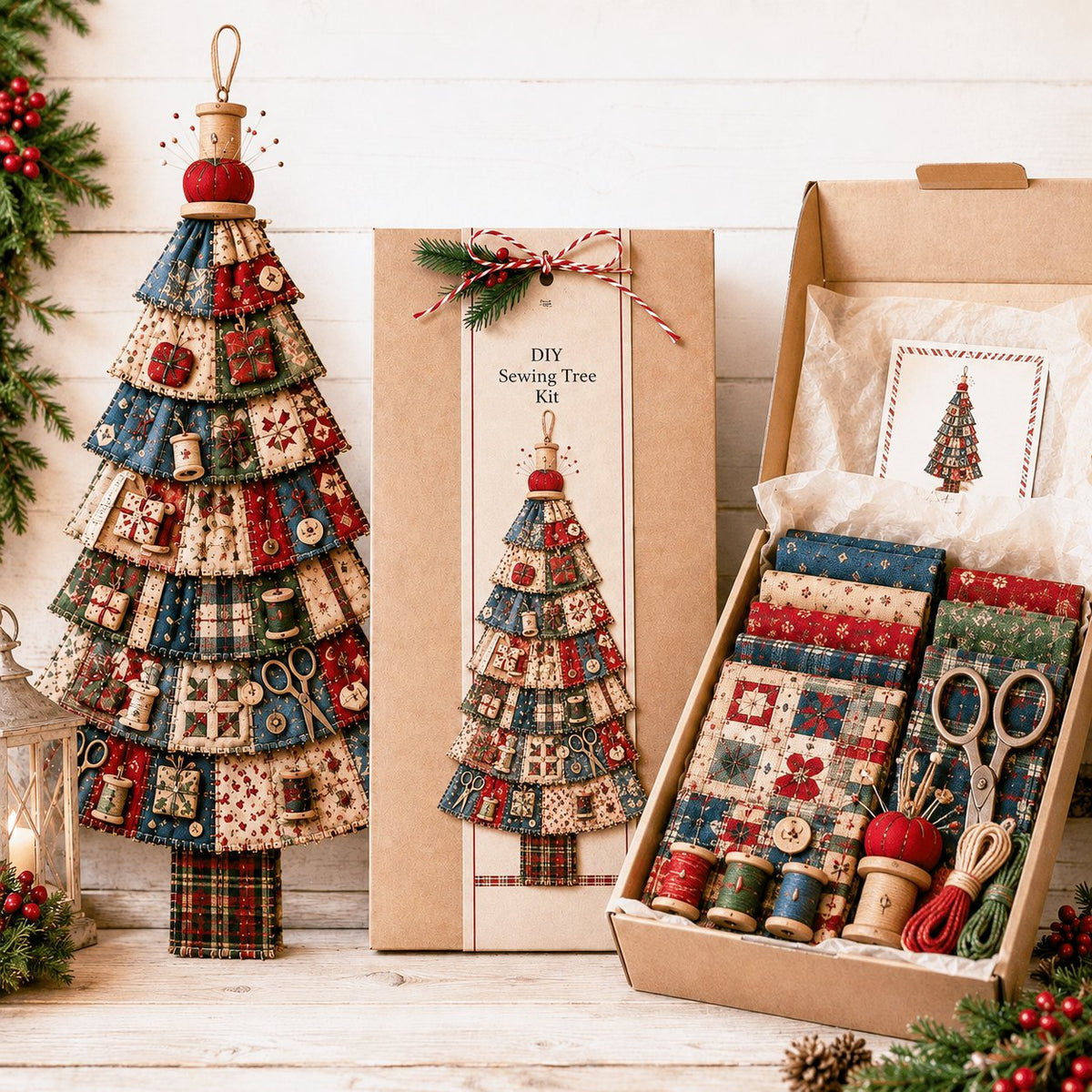 DIY Oversized Patchwork Christmas Tree Door Hanging Kit – Beginner-Friendly, All Tools & Guide Included