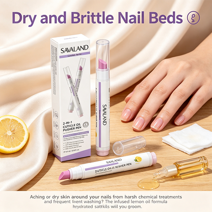 2-Pack  2-In-1 Cuticle Remover Pen Ceramic 45° Tip Lemon Oil💅