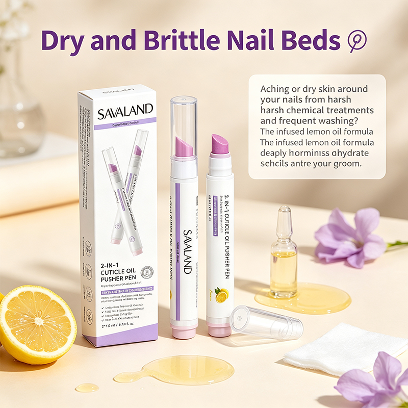 2-Pack  2-In-1 Cuticle Remover Pen Ceramic 45° Tip Lemon Oil💅