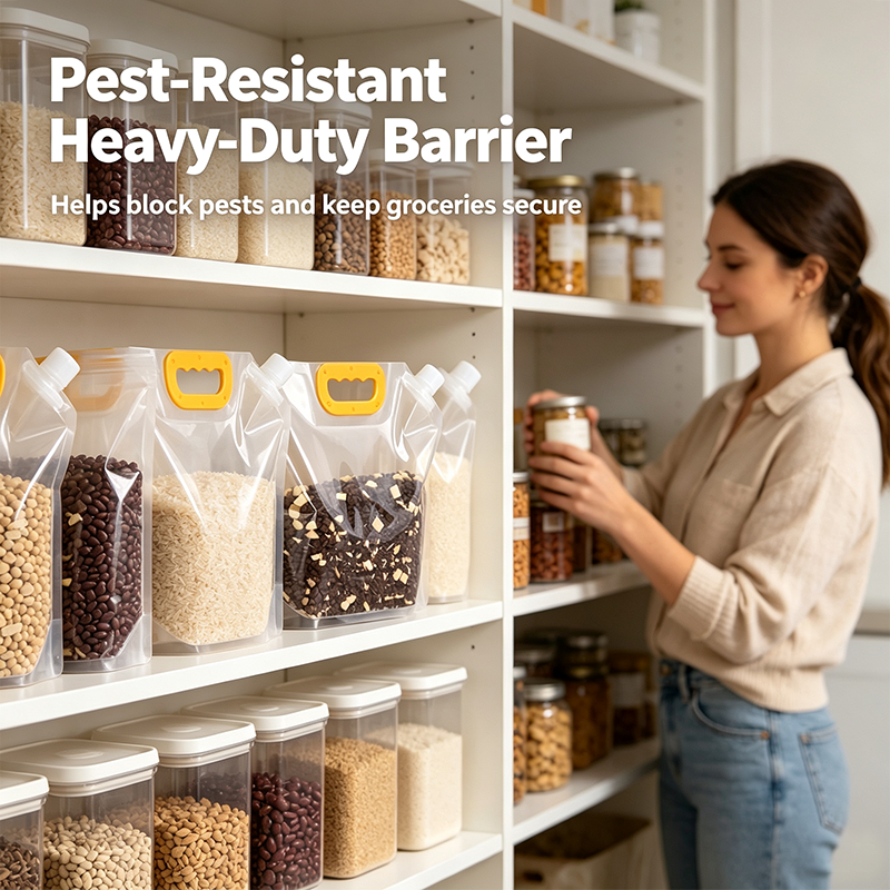 5pcs/pack Grain Sealed Bags, Transparent Food Storage Bags, Moisture-Proof and Pest-Resistant🌾