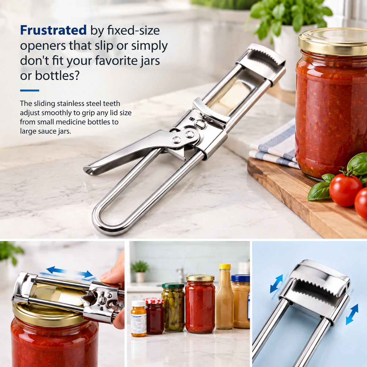 multifunctional adjustable can opener stainless steel jar lid opener bottle opener tool landing 05