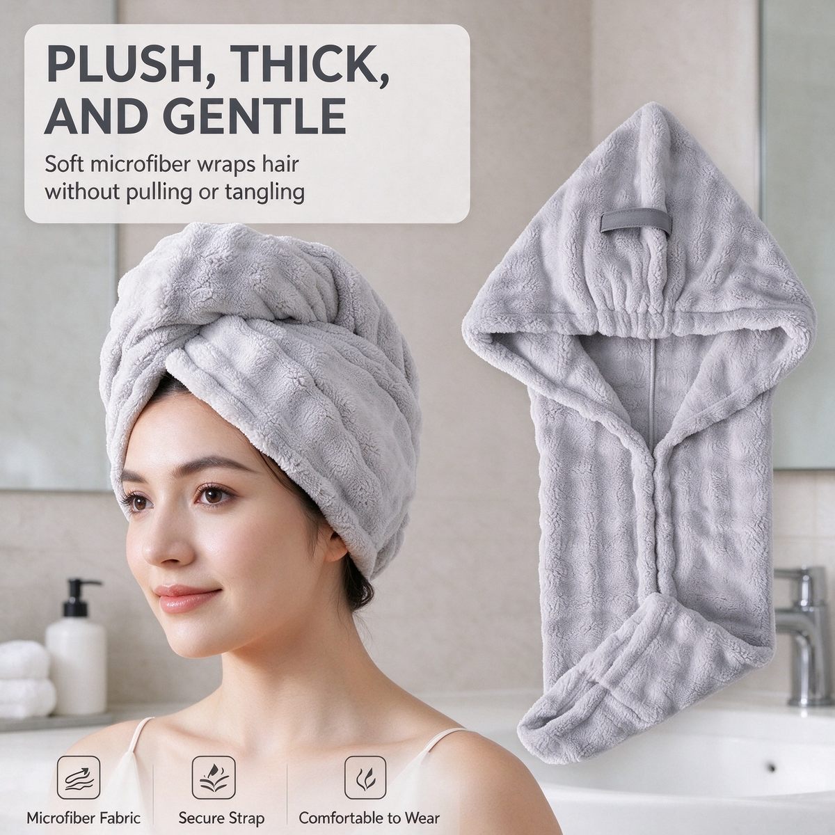 🏆Extra-Thick Microfiber Hair Drying Towel Cap Set, Super Absorbent Quick-Dry Hair Wrap 🧖‍♀️