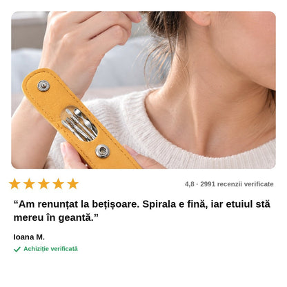 Set curățare urechi din inox – 6 instrumente, cu etui