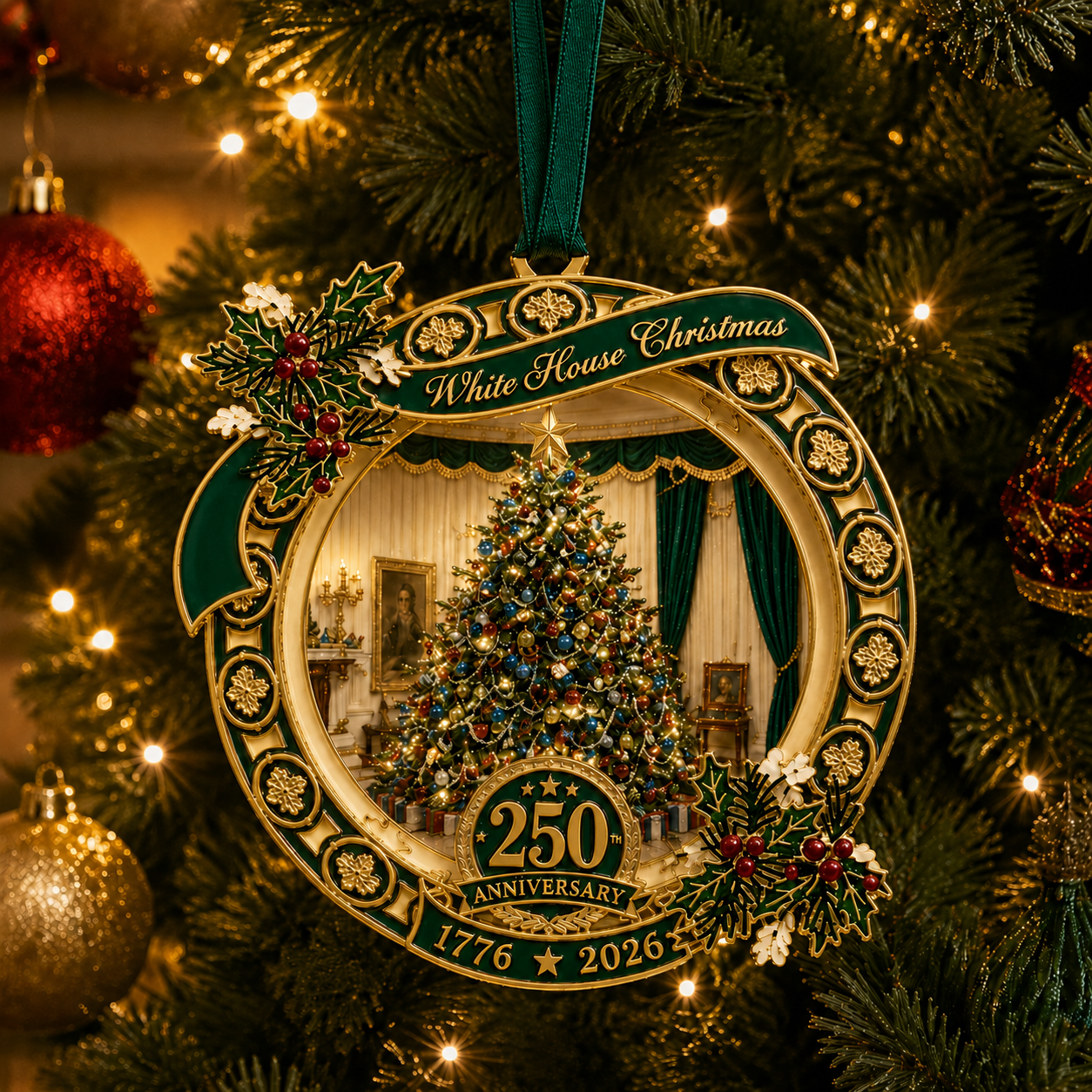 ✨250th Anniversary View of the Christmas tree in the White House bedroom