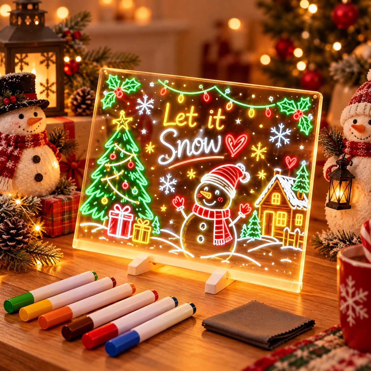 Creative Rewritable Acrylic LED Message Board 🎨 (set come with 7 Pens)
