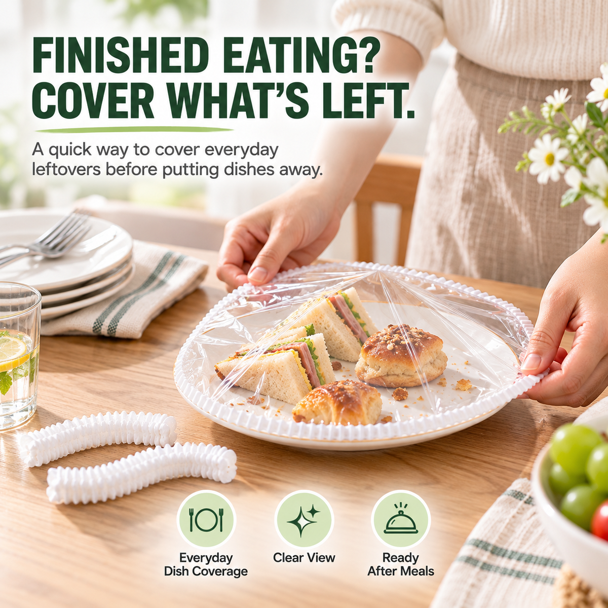 🍽️✨  Clear Food Wrap for Bowls & Plates
