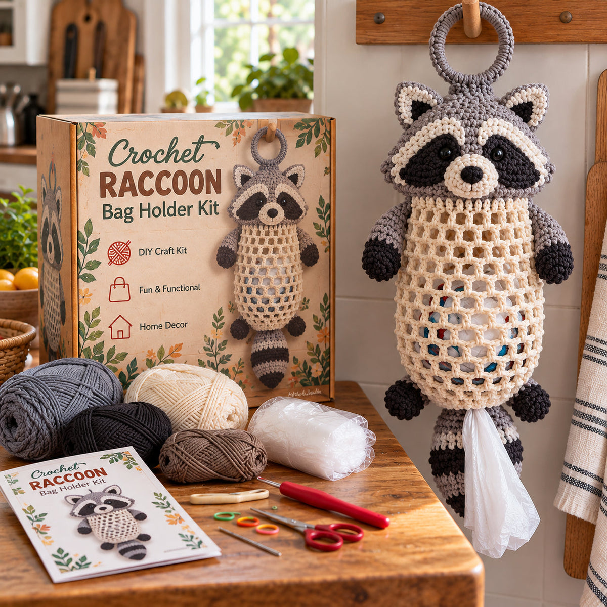 🎁Crochet Animal Bag Holder DIY Kit – Cute & Functional Hanging Storage Craft Kit🎁