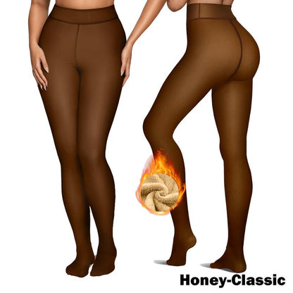 Women Fleece Lined Tights Body Slimming Leggings Sheer Fake Translucent 🖤