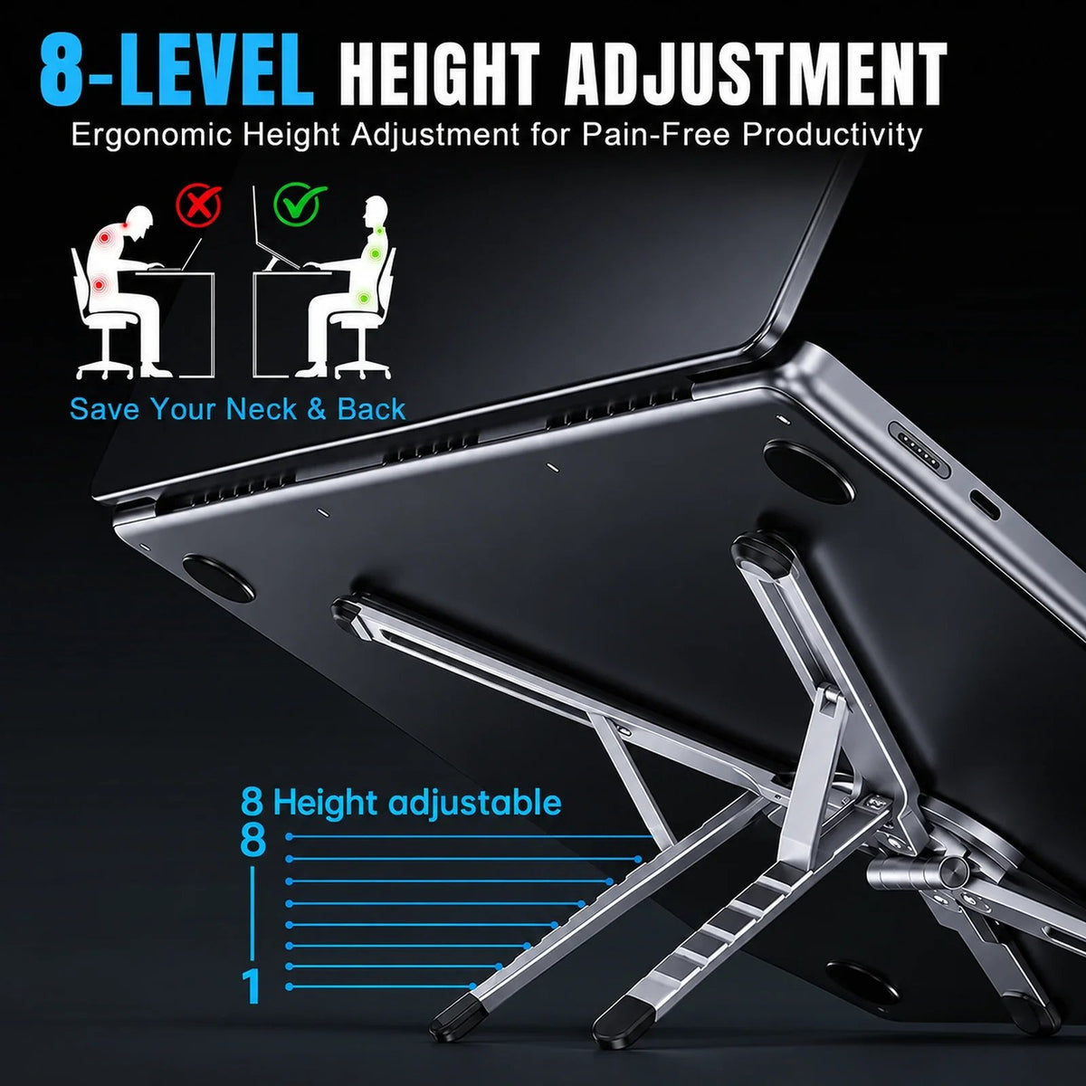 3-in-1 Magnetic Foldable Laptop Stand