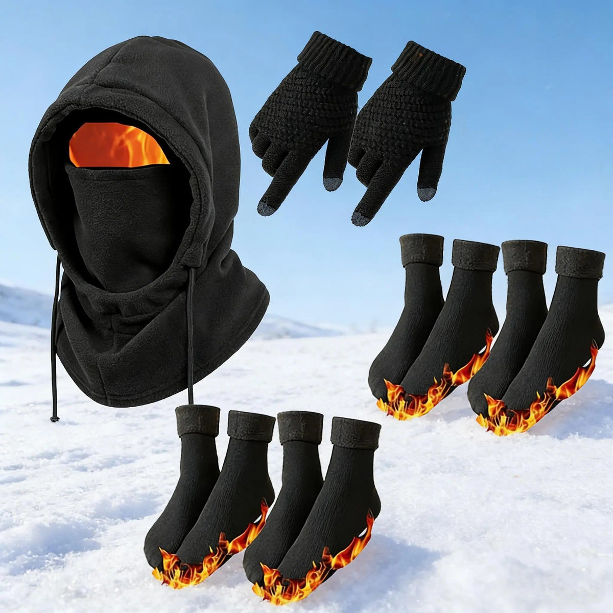 Unisex Adult 3-4 Piece Plain Winter Warm Multi-Pieces Outdoor Wear Set🧥