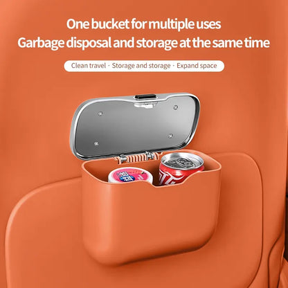 🔥Multifunctional Car Trash Can (Push-to-Open Lid) – Hanging Bin for Dry & Wet Waste (Waterproof & Drop-Resistant)💎