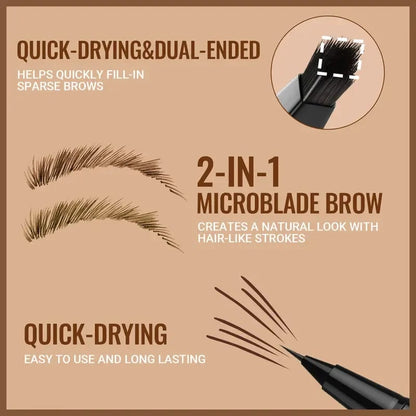 ✏️Original 4D Brush Tip Waterproof 2-in-1 Dual-Ended Eyebrow Pen