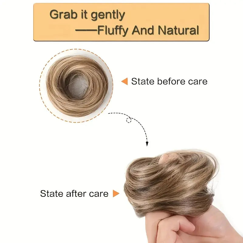 synthetic messy bun hair piece for women curly updo scrunchie extension for instant volume and a high crown landing 07