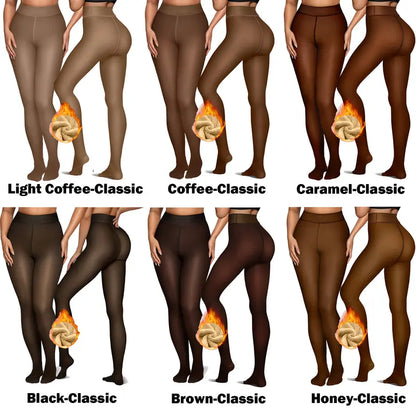 Women Fleece Lined Tights Body Slimming Leggings Sheer Fake Translucent 🖤