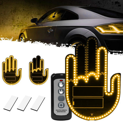 🎉DIBMS Remote Control LED Car Gesture Light – Rechargeable Finger Hand Sign for Rear Window