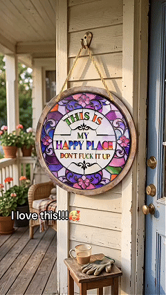 🔥 LAST DAY 49% OFF – 🌈Happy Place Hanging Suncatcher | Sunlight-Catching Quote Decor for Windows, Porches, Patios & Gifts ✨