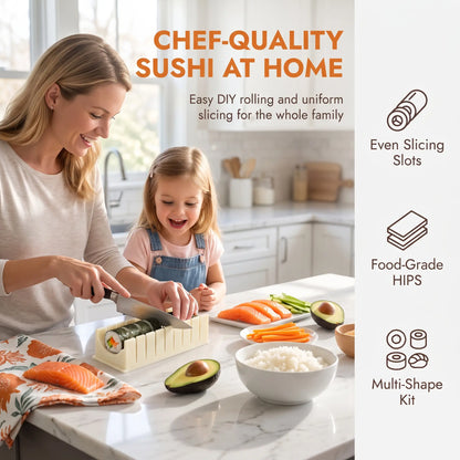 DIY Sushi Maker Mold Set, HIPS Non-Stick Sushi Rolling Tool with Cutting Groove 🍣