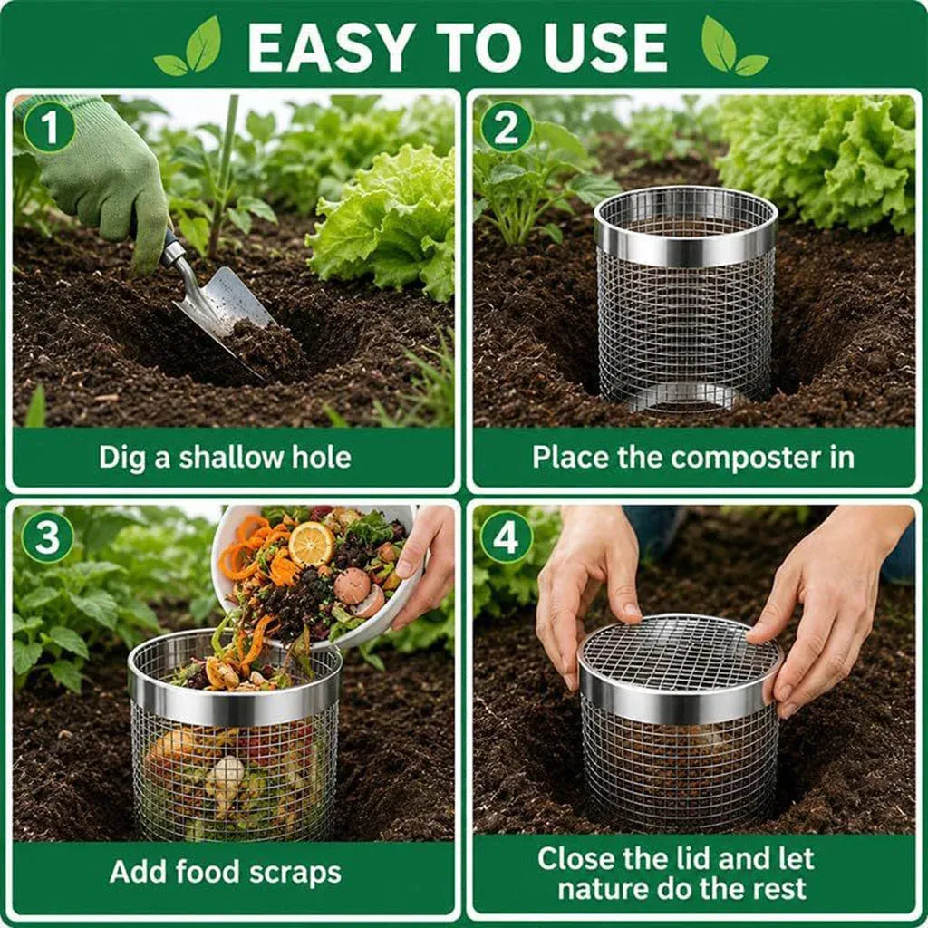 Stainless Steel Worm Composting Tube for Gardens
