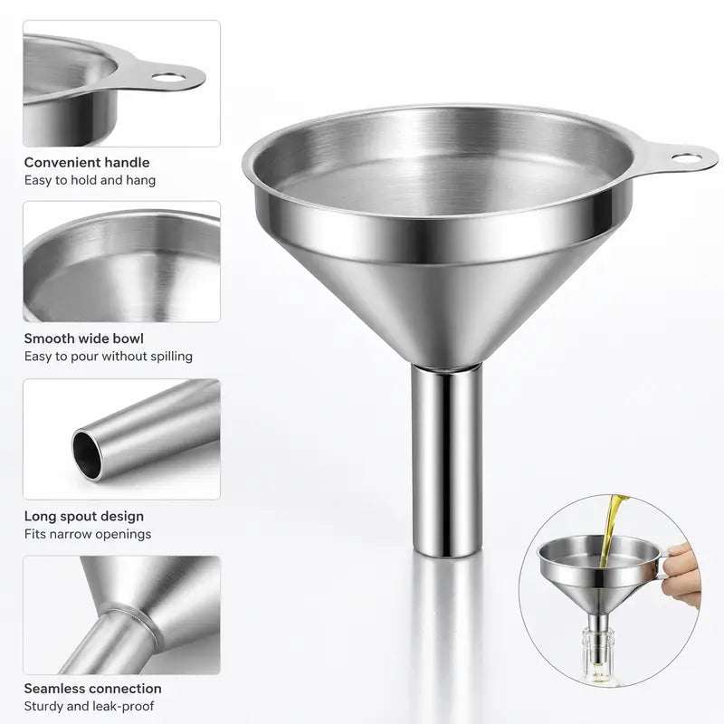 Unnel for Filling Bottles, 5 Inch Food Grade Stainless Steel Kitchen Funnel with 200 Mesh Filter Strainer ✨